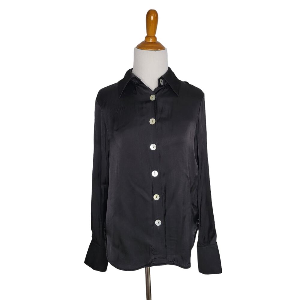 & Other Stories Minimalist Career Blouse Women Black Basics Capsule Corp Small